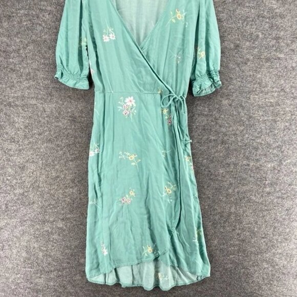 Time And Tru Dress Women S Small Blue Floral Sheath Midi Tasseled V-Neck Casual - Picture 4 of 8